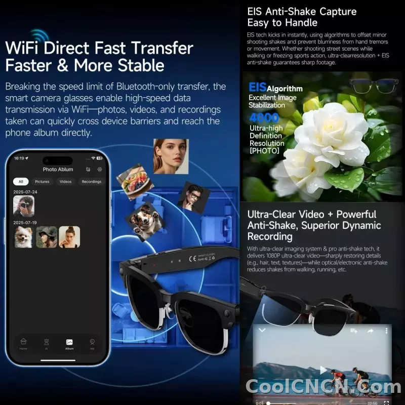 2026 New 8K HD AI Smart Glasses Men with Chat GPT 800MP Camera Bluetooth Call AI Translation Voice Assistant Control Unisex Sung - detail