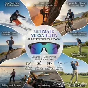 2026 New AI Sport Cycling Smart Glasses 80MP Camera 1200P HD Video Bluetooth 5.3WiFi Open Ear Riding Speaker Real-Time Translate - view 7