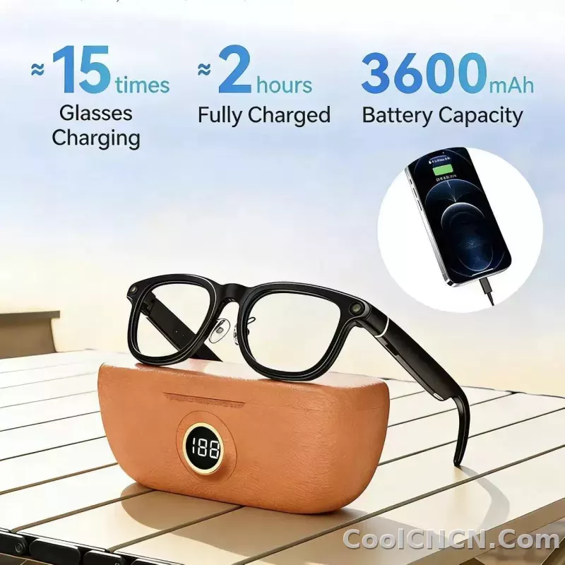 AI Smart Audio image Glasses, 3600mAh Charging Case, Hands-Free Call, Open-Ear Headphones, for Driving, Running, Daily Use