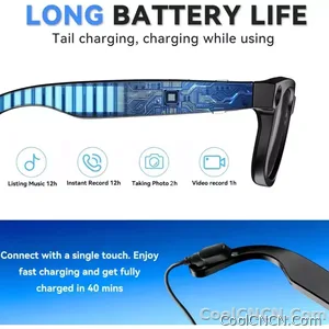 AI Smart Glasses 8MP HD Camera Sunglasses Audio AI Voice Assistant Real-Time Translation Vlog Eyeglasses for Daily Work Travel - view 7