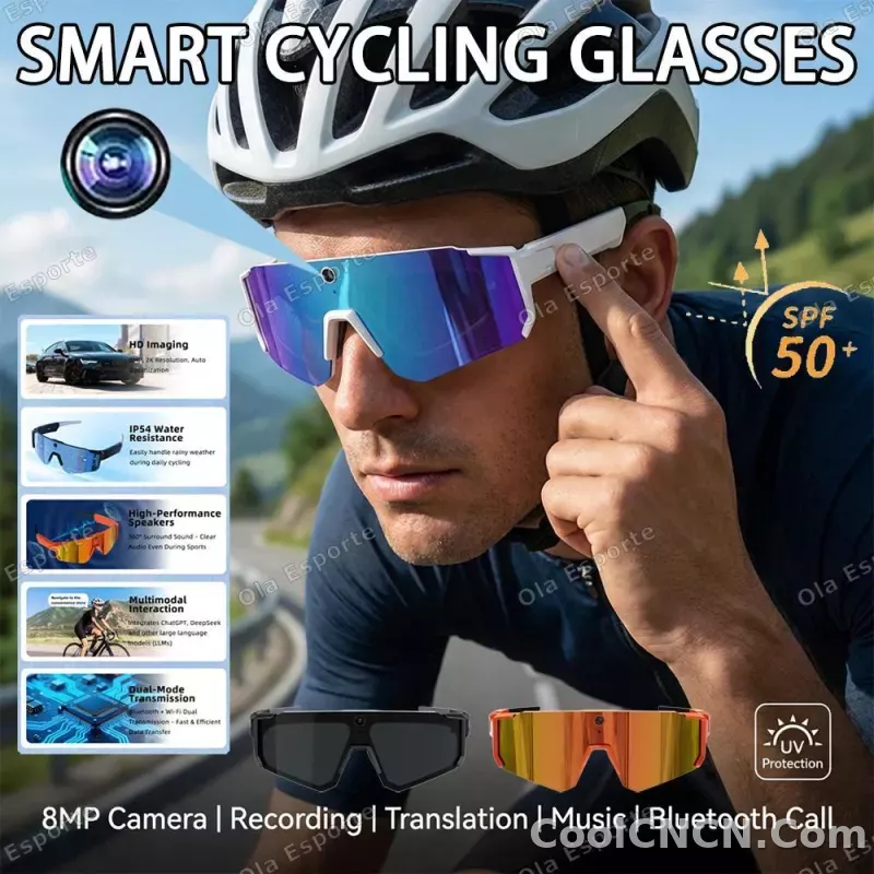 2026 New 4K HD AI Smart Cycling Glasses Men 800MP Camera Goggle BT Call AI Translation Voice Assistant Control Sunglasses Women
