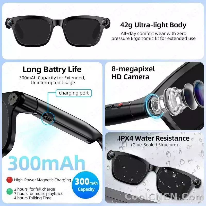 2026 New AI Smart Sunglasses 8MP HD Camera Glasses 1080P Video Recording Translation Call Waterproof Bluetooth Eyewear Men Women - detail