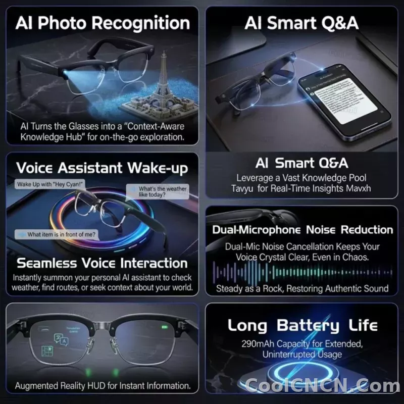 AI Smart Glasses Translation 800W Pixel Camera Video Music Player Call Business 8K Sunglasses Glasses Men For Travel Work 2026 - detail
