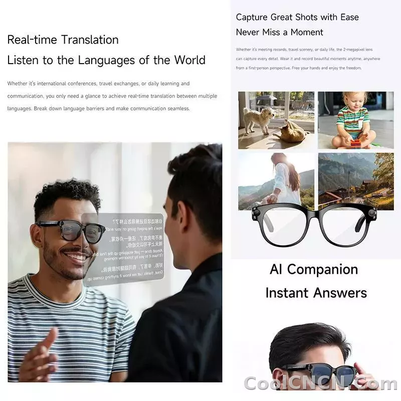 2026 New Smart Glasses Listening To Music Open Listening AI Translation AI Voice Assistant AI Image Recognition Smart Glasses - detail
