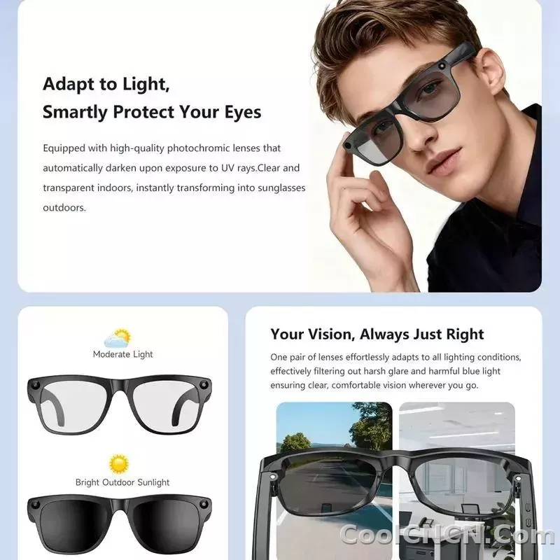 6K HD AI Camera Glasses 800MP Photochromic Multifunctional Smart Glasses Bluetooth Calling Photo Chat Music Translation 2026 - detail