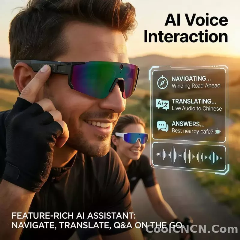 New AI Sports Smart Glasses 8MP Camera 2026 Outdoor Cycling Headphones Touch Control Windproof Bluetooth Translation Sunglasses - detail