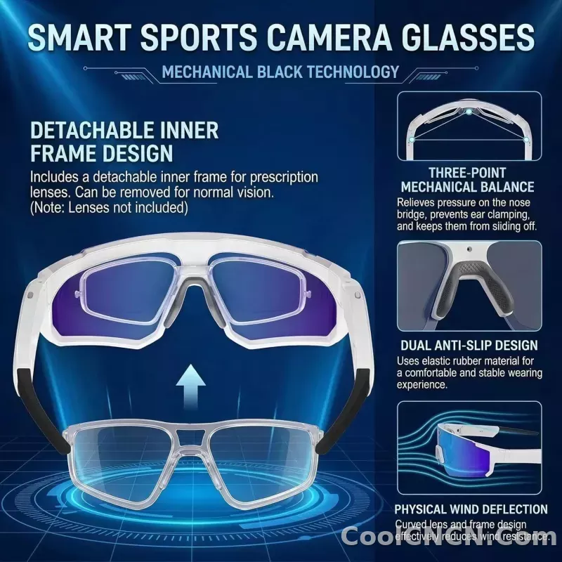 New AI Sports Smart Glasses 8MP Camera 2026 Outdoor Cycling Headphones Touch Control Windproof Bluetooth Translation Sunglasses - detail
