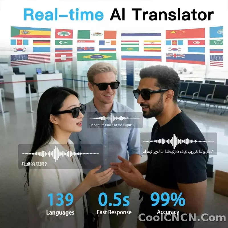 New Business Sports Smart Glasses Men 8MP Anti-shake Camera 100+Language Translation ChatGPT AI Assistant Video POV AI Sunglass - detail