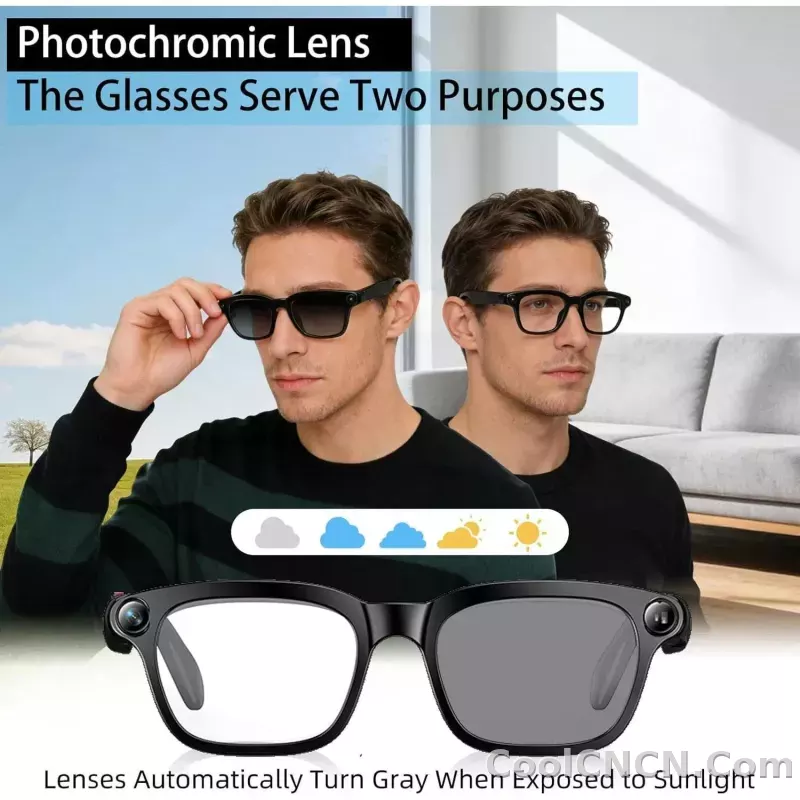 New Business Sports Smart Glasses Men 8MP Anti-shake Camera 100+Language Translation ChatGPT AI Assistant Video POV AI Sunglass - detail