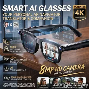New Business Sports Smart Glasses Men 8MP Anti-shake Camera 100+Language Translation ChatGPT AI Assistant Video POV AI Sunglass - view 1