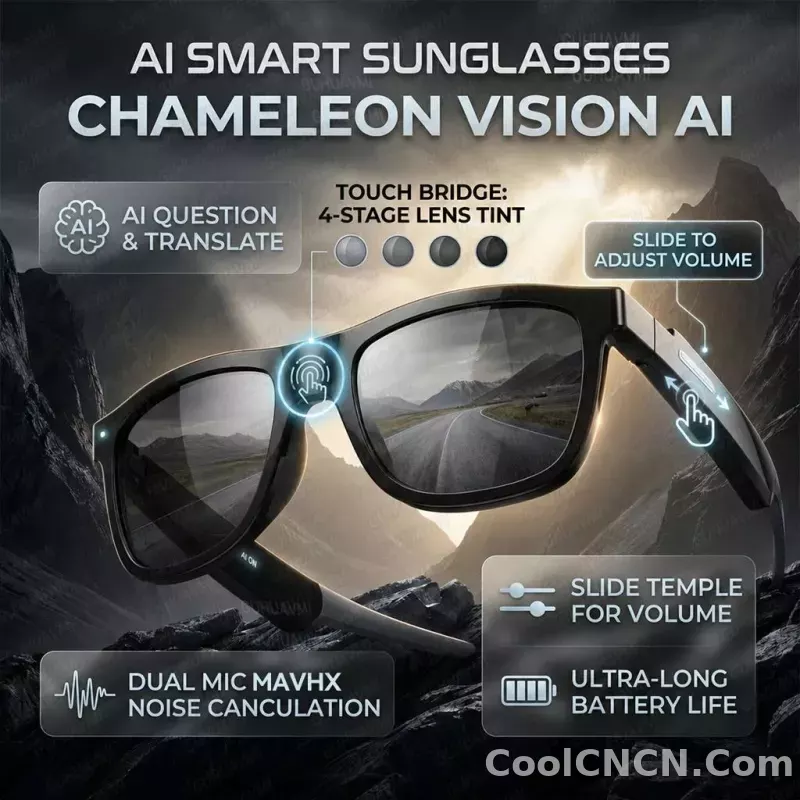 New 2026 Pro Smart Sunglasses Bluetooth AI Voice Assistant Translation HD Audio ENC Dual Mic Touch Color Change IP65 TR90 Frame