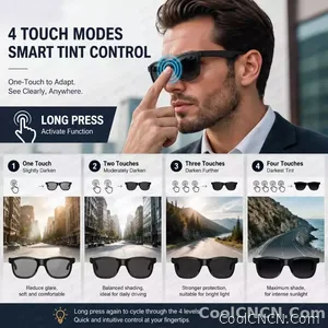 New Pro Smart Audio Sunglasses 2026 AI Translation Q&A Bluetooth HD Sound ENC Dual Mic Touch 4-Speed Color Change IP65 TR90 Men - view 3