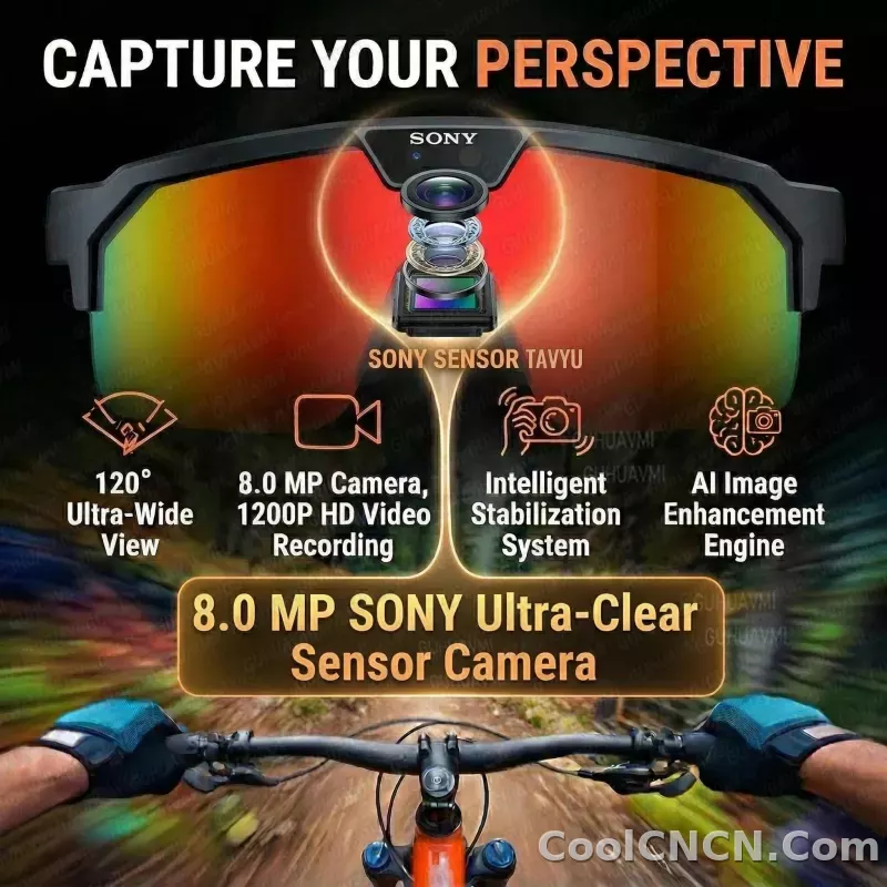 2026 New AI Smart Sports shooting&recording Glasses 800W Camera HD Anti-shake Bicycle Riding Shooting Artifact Windproof Goggles - detail