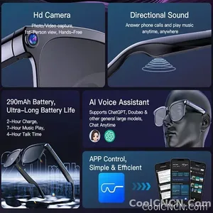 AI Smart Glasses Camera Sunglasses Wireless Bluetooth Touch Call Meeting For Men Real Time Translation Glasses With Camera Music - view 4