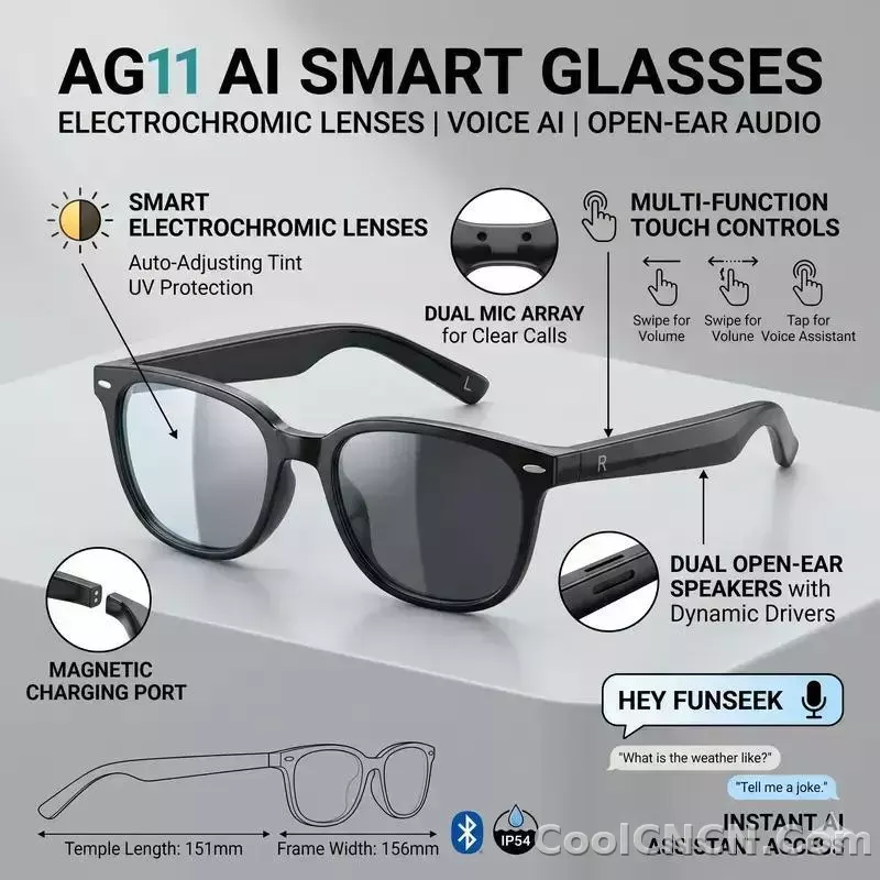 2026 New AI Smart Glasses,AI ChatGPT and Gemini-2.5 with 164 Translations Supported,Bluetooth Glasses for Men Women,Music Playback & Hands-Free Calling,Photochromic Lens,IP67 Waterproof - detail