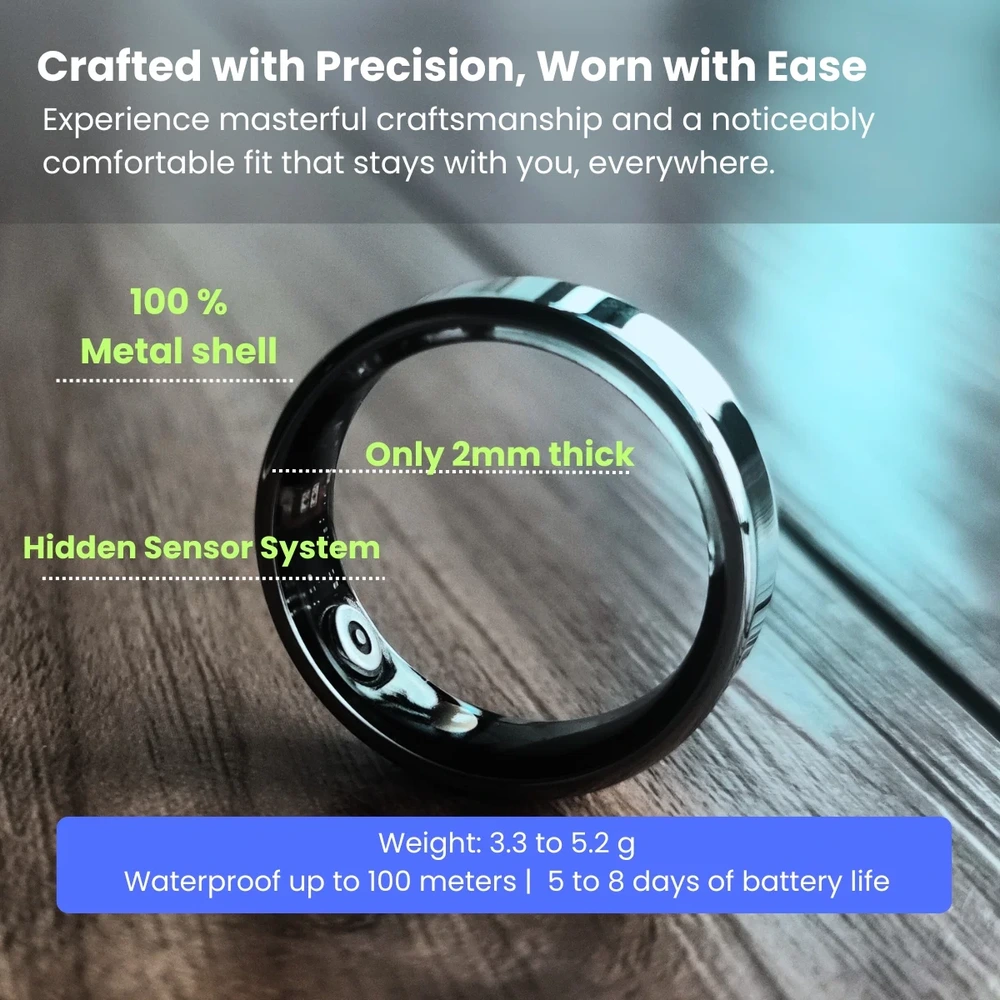 Premium Smart Ring ECG SpO2 - Titanium 7 Day Battery - detail
