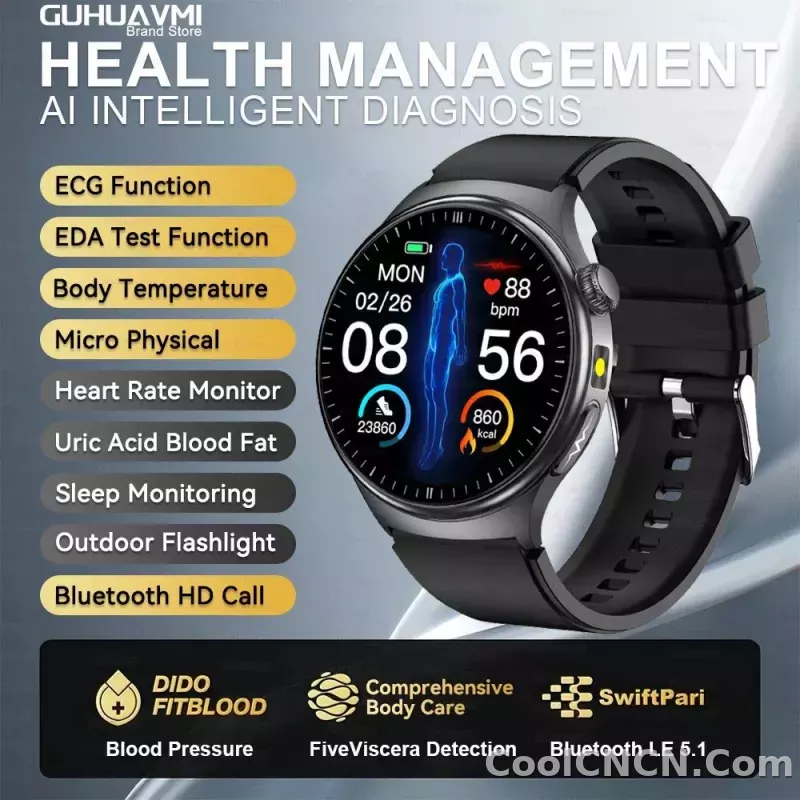 CoolWiz New Healthcare-Grade Smartwatch — Health Monitoring (Uric Acid, Lipids), ECG + PPG, Temperature, BMI, Bluetooth Calls, iOS Health smartwatch for outdoor sports and everyday use - detail