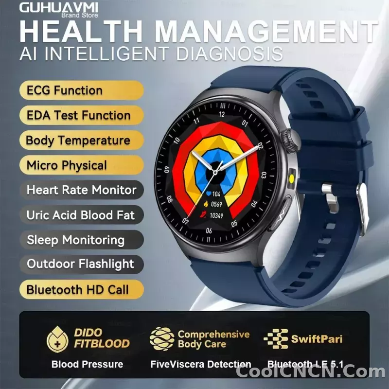 CoolWiz New Healthcare-Grade Smartwatch — Health Monitoring (Uric Acid, Lipids), ECG + PPG, Temperature, BMI, Bluetooth Calls, iOS Health smartwatch for outdoor sports and everyday use - detail