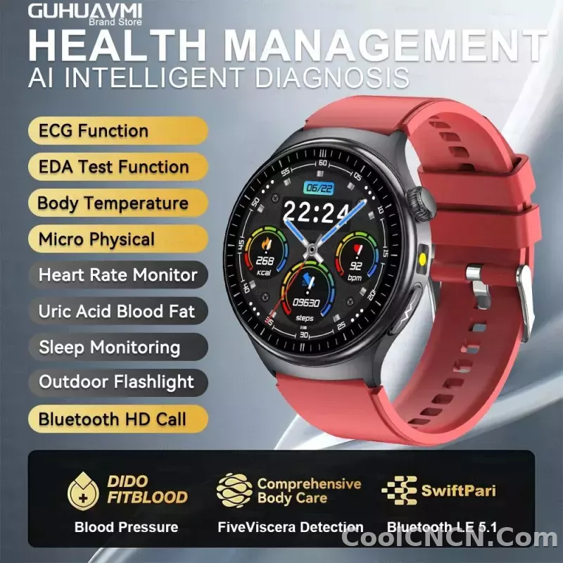 CoolWiz New Healthcare-Grade Smartwatch — Health Monitoring (Uric Acid, Lipids), ECG + PPG, Temperature, BMI, Bluetooth Calls, iOS Health smartwatch for outdoor sports and everyday use - detail