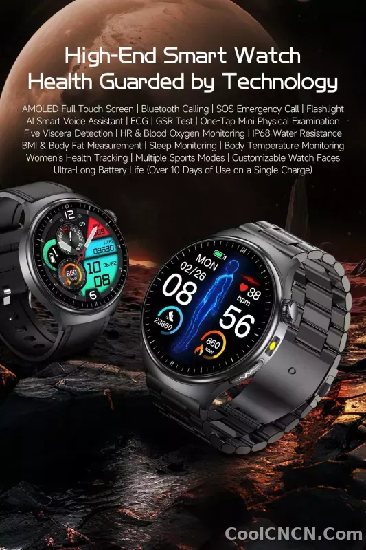 CoolWiz New Healthcare-Grade Smartwatch — Health Monitoring (Uric Acid, Lipids), ECG + PPG, Temperature, BMI, Bluetooth Calls, iOS Health smartwatch for outdoor sports and everyday use - detail