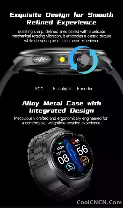 CoolWiz New Healthcare-Grade Smartwatch — Health Monitoring (Uric Acid, Lipids), ECG + PPG, Temperature, BMI, Bluetooth Calls, iOS Health smartwatch for outdoor sports and everyday use - detail