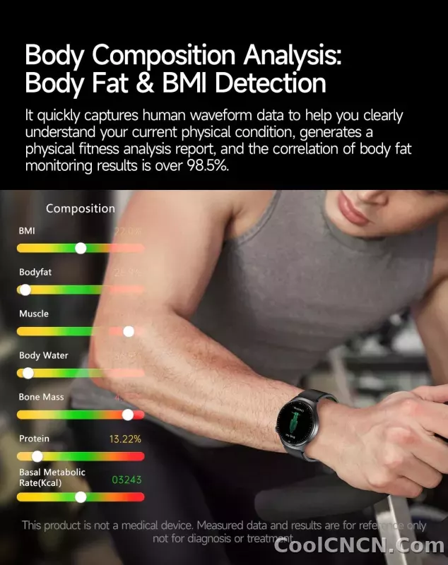 CoolWiz New Healthcare-Grade Smartwatch — Health Monitoring (Uric Acid, Lipids), ECG + PPG, Temperature, BMI, Bluetooth Calls, iOS Health smartwatch for outdoor sports and everyday use - detail