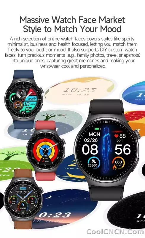 CoolWiz New Healthcare-Grade Smartwatch — Health Monitoring (Uric Acid, Lipids), ECG + PPG, Temperature, BMI, Bluetooth Calls, iOS Health smartwatch for outdoor sports and everyday use - detail