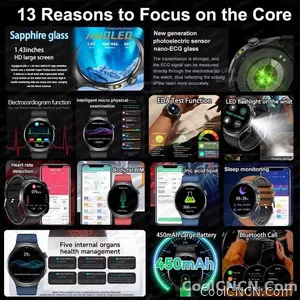 CoolWiz New Healthcare-Grade Smartwatch — Health Monitoring (Uric Acid, Lipids), ECG + PPG, Temperature, BMI, Bluetooth Calls, iOS Health smartwatch for outdoor sports and everyday use - view 4