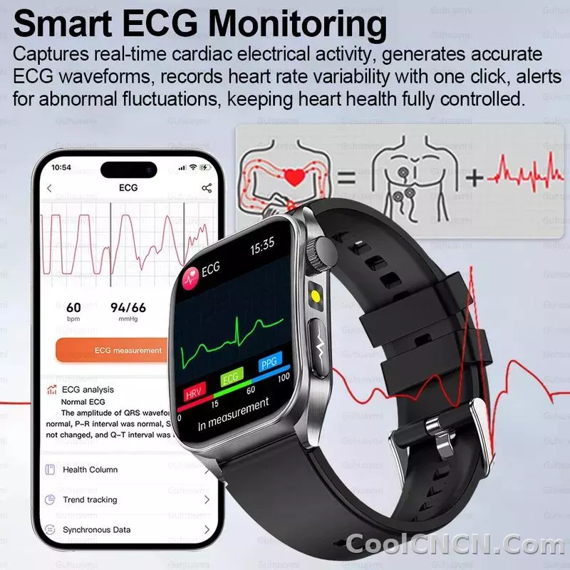CoolWiz New Laser Therapy Smart Watch, ECG+PPG, Men’s 3D Curved Design, Sapphire Glass, Blood Pressure, Uric Acid, Lipids Monitoring, Sports smartwatch for outdoor activities and daily use - detail