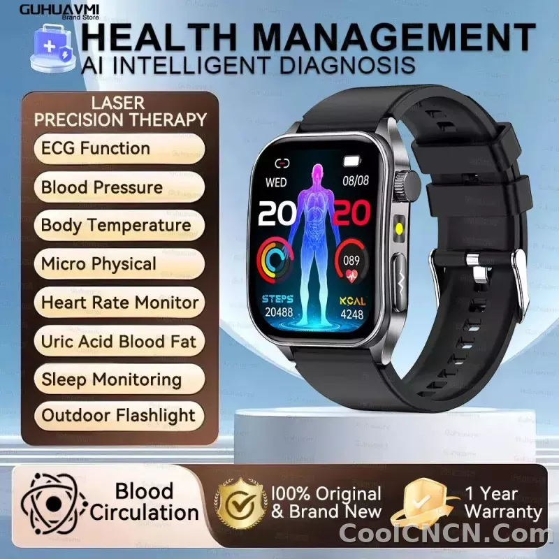 CoolWiz New Laser Therapy Smart Watch, ECG+PPG, Men’s 3D Curved Design, Sapphire Glass, Blood Pressure, Uric Acid, Lipids Monitoring, Sports smartwatch for outdoor activities and daily use - detail