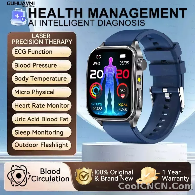 CoolWiz New Laser Therapy Smart Watch, ECG+PPG, Men’s 3D Curved Design, Sapphire Glass, Blood Pressure, Uric Acid, Lipids Monitoring, Sports smartwatch for outdoor activities and daily use - detail