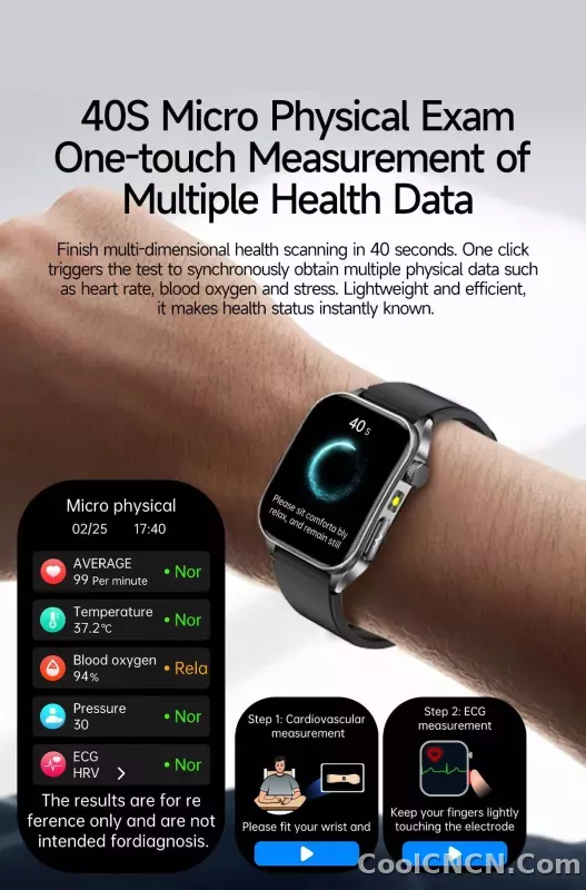 CoolWiz New Laser Therapy Smart Watch, ECG+PPG, Men’s 3D Curved Design, Sapphire Glass, Blood Pressure, Uric Acid, Lipids Monitoring, Sports smartwatch for outdoor activities and daily use - detail
