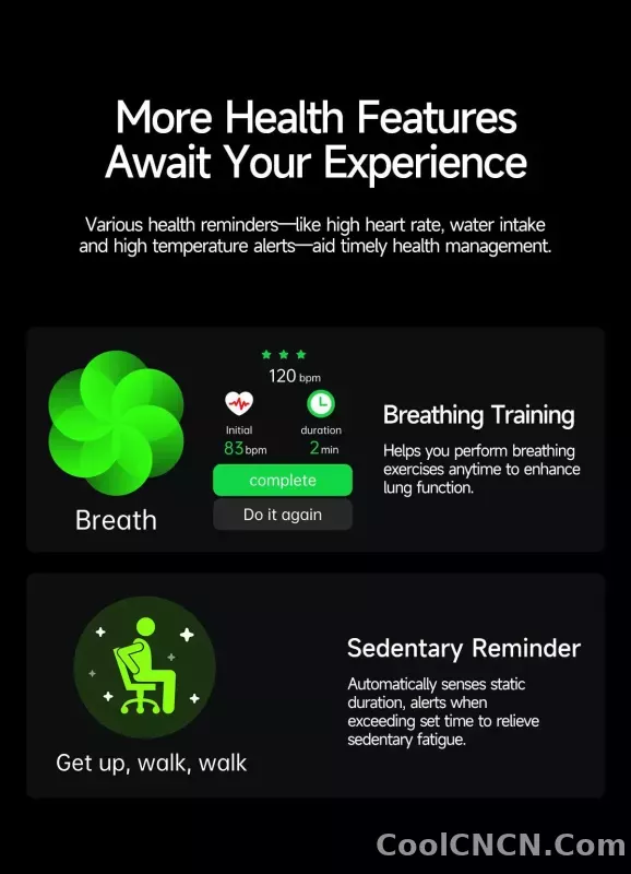 CoolWiz New Laser Therapy Smart Watch, ECG+PPG, Men’s 3D Curved Design, Sapphire Glass, Blood Pressure, Uric Acid, Lipids Monitoring, Sports smartwatch for outdoor activities and daily use - detail