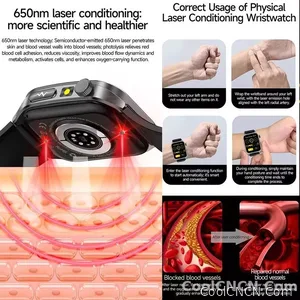 CoolWiz New Laser Therapy Smart Watch, ECG+PPG, Men’s 3D Curved Design, Sapphire Glass, Blood Pressure, Uric Acid, Lipids Monitoring, Sports smartwatch for outdoor activities and daily use - view 4