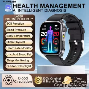 CoolWiz New Laser Therapy Smart Watch, ECG+PPG, Men’s 3D Curved Design, Sapphire Glass, Blood Pressure, Uric Acid, Lipids Monitoring, Sports smartwatch for outdoor activities and daily use - view 8