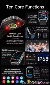 CoolWiz New Laser Therapy Smart Watch, ECG+PPG, Men’s 3D Curved Design, Sapphire Glass, Blood Pressure, Uric Acid, Lipids Monitoring, Sports smartwatch for outdoor activities and daily use - view 12