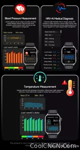 CoolWiz New Laser Therapy Smart Watch, ECG+PPG, Men’s 3D Curved Design, Sapphire Glass, Blood Pressure, Uric Acid, Lipids Monitoring, Sports smartwatch for outdoor activities and daily use - view 25