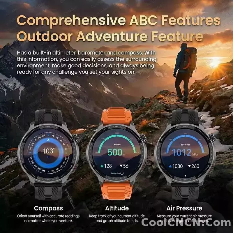 CoolWiz Smartwatch with built-in GPS, offline maps, 4GB memory, 3ATM water resistance, 500mAh battery, compass, call making, sports swimming band for outdoor activities and everyday use - detail