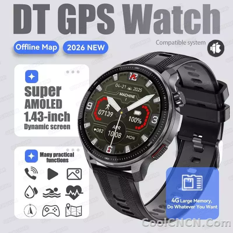 CoolWiz Smartwatch with built-in GPS, offline maps, 4GB memory, 3ATM water resistance, 500mAh battery, compass, call making, sports swimming band for outdoor activities and everyday use - detail