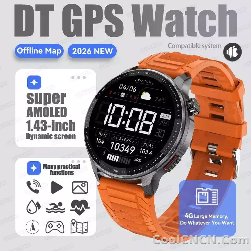 CoolWiz Smartwatch with built-in GPS, offline maps, 4GB memory, 3ATM water resistance, 500mAh battery, compass, call making, sports swimming band for outdoor activities and everyday use - detail