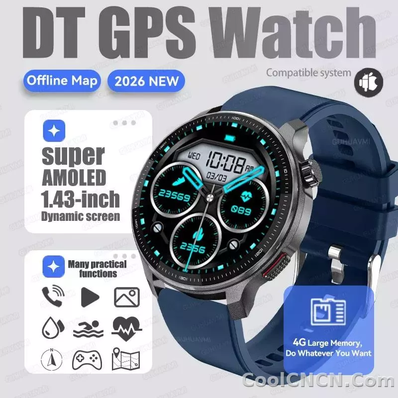 CoolWiz Smartwatch with built-in GPS, offline maps, 4GB memory, 3ATM water resistance, 500mAh battery, compass, call making, sports swimming band for outdoor activities and everyday use - detail