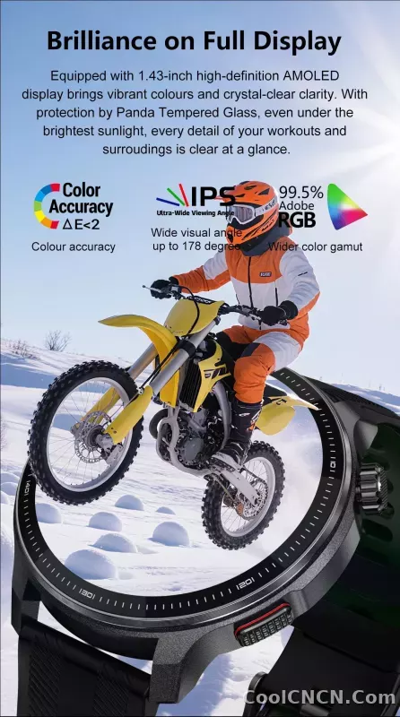 CoolWiz Smartwatch with built-in GPS, offline maps, 4GB memory, 3ATM water resistance, 500mAh battery, compass, call making, sports swimming band for outdoor activities and everyday use - detail