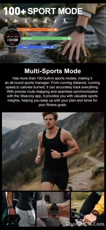 CoolWiz Smartwatch with built-in GPS, offline maps, 4GB memory, 3ATM water resistance, 500mAh battery, compass, call making, sports swimming band for outdoor activities and everyday use - detail