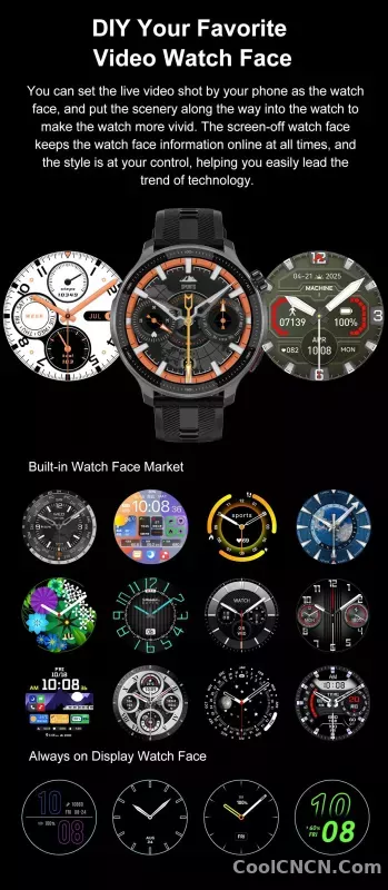 CoolWiz Smartwatch with built-in GPS, offline maps, 4GB memory, 3ATM water resistance, 500mAh battery, compass, call making, sports swimming band for outdoor activities and everyday use - detail