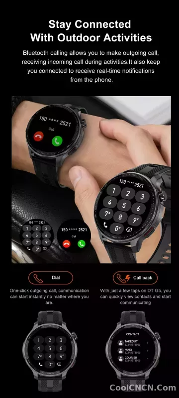 CoolWiz Smartwatch with built-in GPS, offline maps, 4GB memory, 3ATM water resistance, 500mAh battery, compass, call making, sports swimming band for outdoor activities and everyday use - detail
