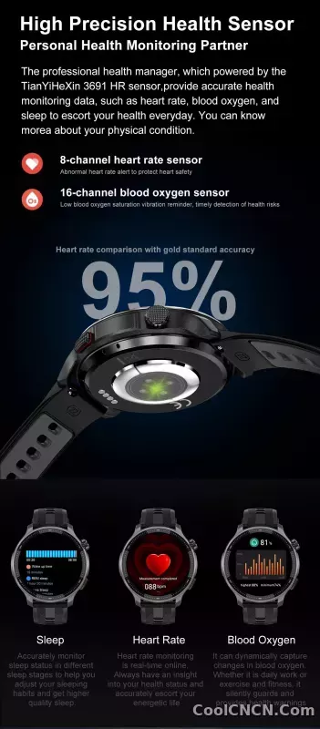 CoolWiz Smartwatch with built-in GPS, offline maps, 4GB memory, 3ATM water resistance, 500mAh battery, compass, call making, sports swimming band for outdoor activities and everyday use - detail