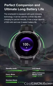 CoolWiz Smartwatch with built-in GPS, offline maps, 4GB memory, 3ATM water resistance, 500mAh battery, compass, call making, sports swimming band for outdoor activities and everyday use - view 31