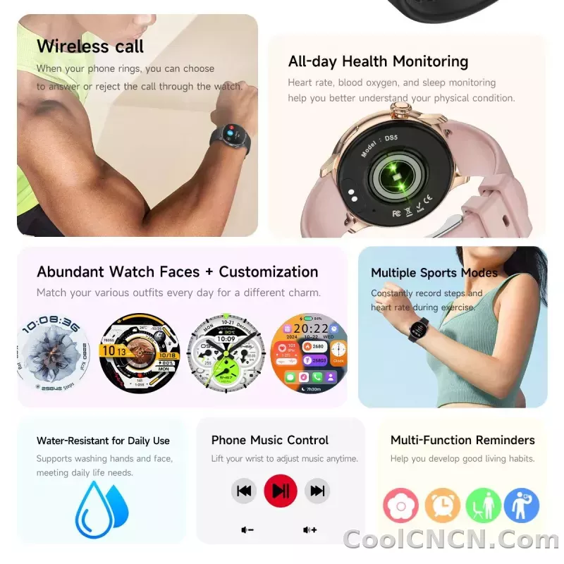 CoolWiz New Women’s Smart Watch, 1.43″ AMOLED HD Screen, GPS, Heart Rate Monitor, Bluetooth Calling, Waterproof, Outdoor Smart Watch for Women, Suitable for Sports, Outdoor Activities, and Daily Use - detail