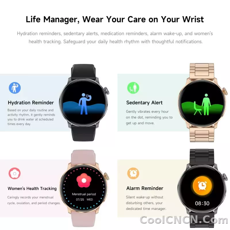 CoolWiz New Women’s Smart Watch, 1.43″ AMOLED HD Screen, GPS, Heart Rate Monitor, Bluetooth Calling, Waterproof, Outdoor Smart Watch for Women, Suitable for Sports, Outdoor Activities, and Daily Use - detail
