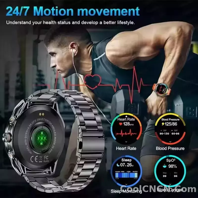CoolWiz 025 Professional Sports Smart Watch, Military-Grade, Dual-Band GPS Positioning for Men, 10 ATM Water Resistance, 1000 mAh Battery, Compass Bracelet, Compatible with iOS—Ideal for Outdoor Sports and Everyday Use - detail